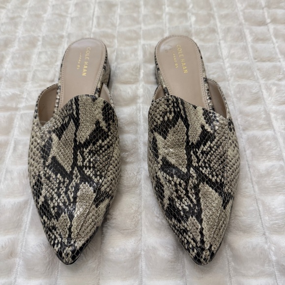 Cole Haan 7.5 Piper Snakeskin Print Mules Slides Slip On Shoes ~ Career Casual - Picture 2 of 7